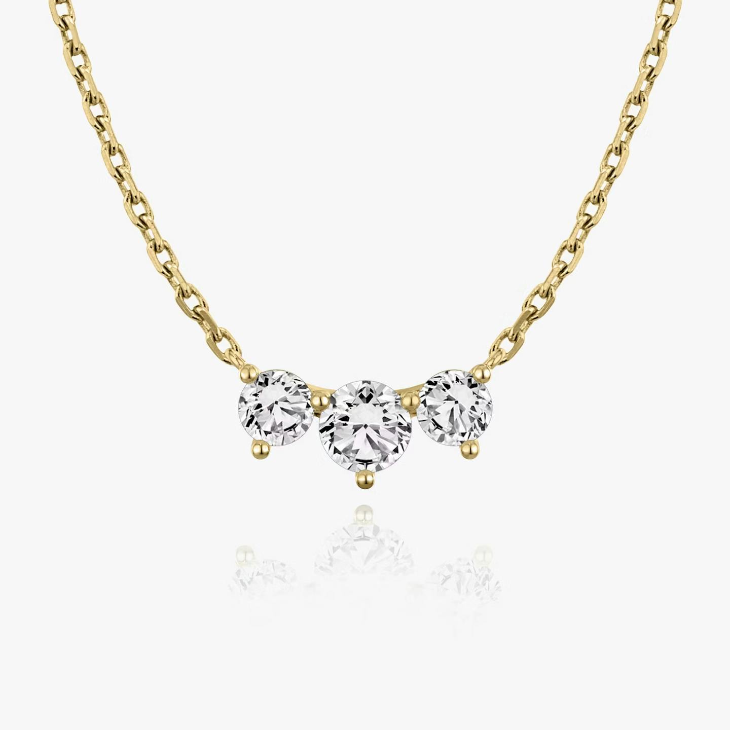 Arc Necklace | Round Brilliant | 14k | 18k Yellow Gold | Chain length: 16-18 | Diamond size: Original | Diamond count: 3