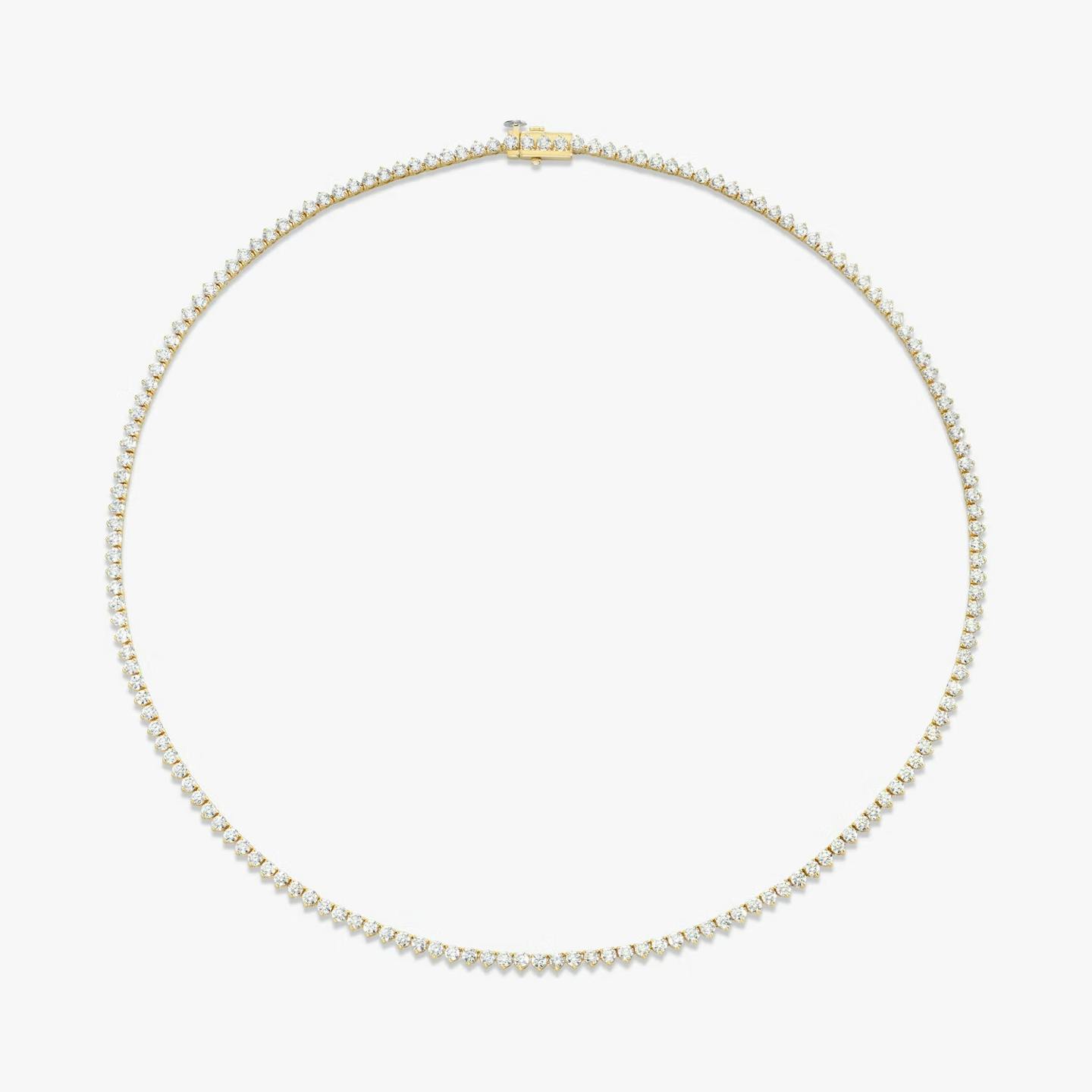 Tennis Necklace | Round Brilliant | 14k | 18k Yellow Gold | Diamond size: Petite | Chain length: 16